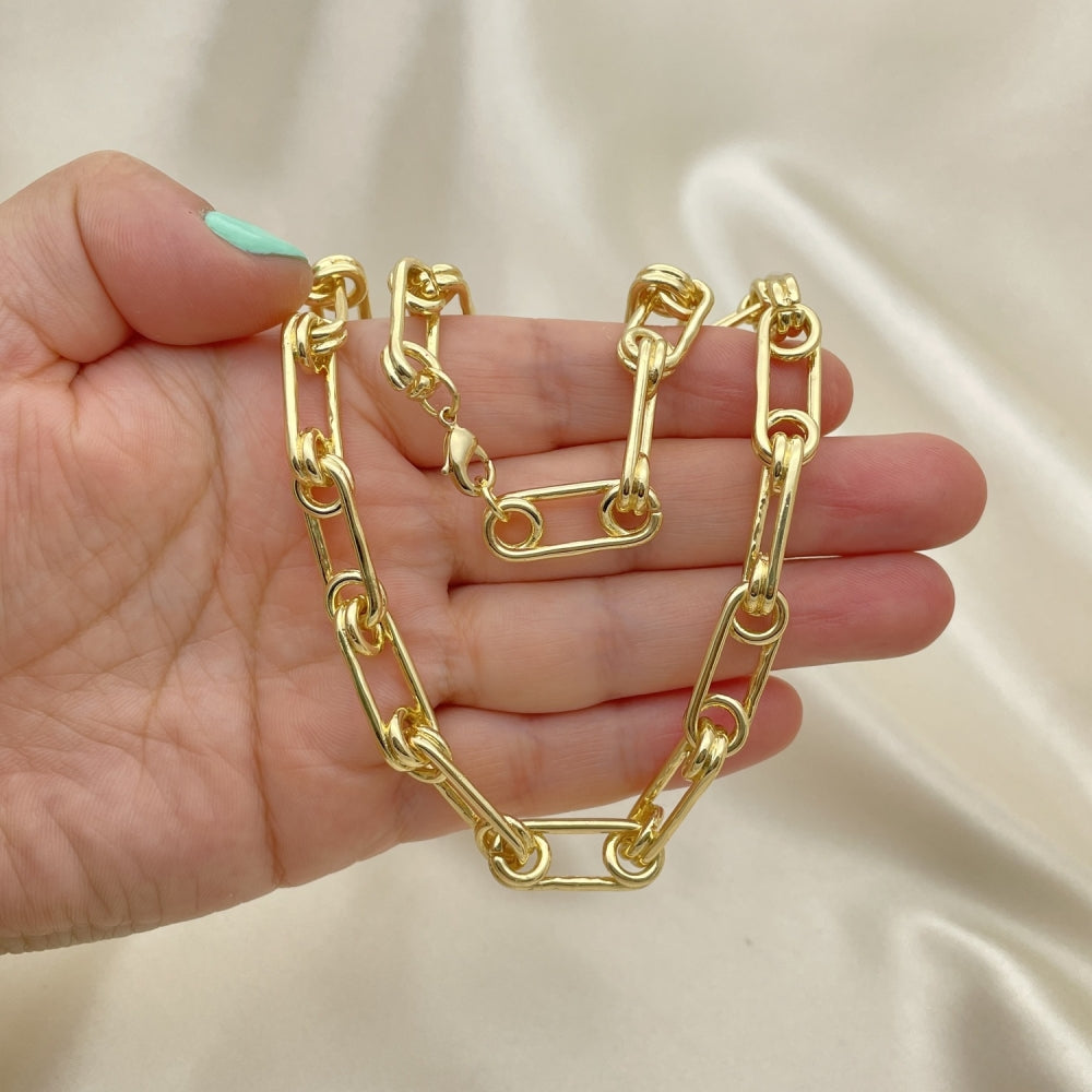Oro Laminado Basic Necklace, Gold Filled Style Paperclip Design, Polished, Golden Finish