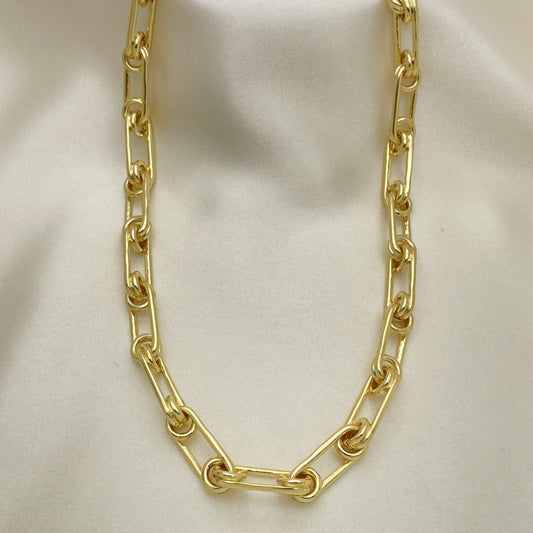 Oro Laminado Basic Necklace, Gold Filled Style Paperclip Design, Polished, Golden Finish