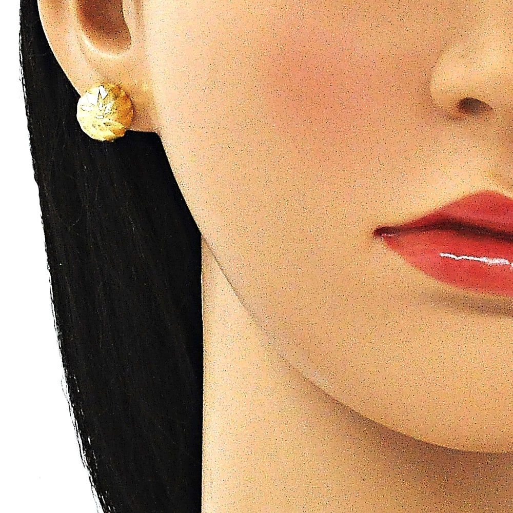 Oro Laminado Stud Earring, Gold Filled Style Diamond Cutting Finish, Golden Finish