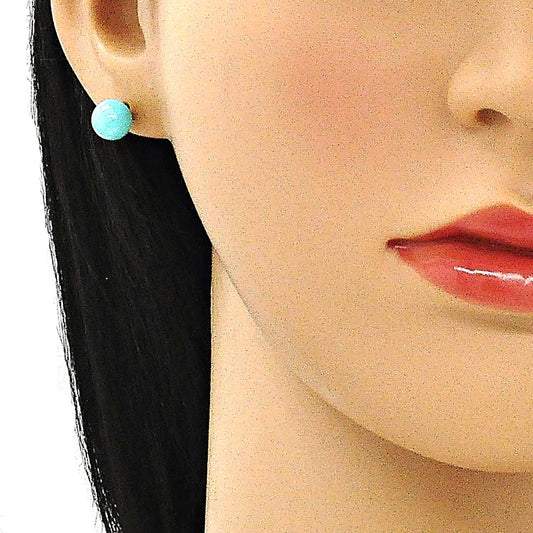 Oro Laminado Stud Earring, Gold Filled Style Ball Design, with Turquoise Pearl, Polished, Golden Finish