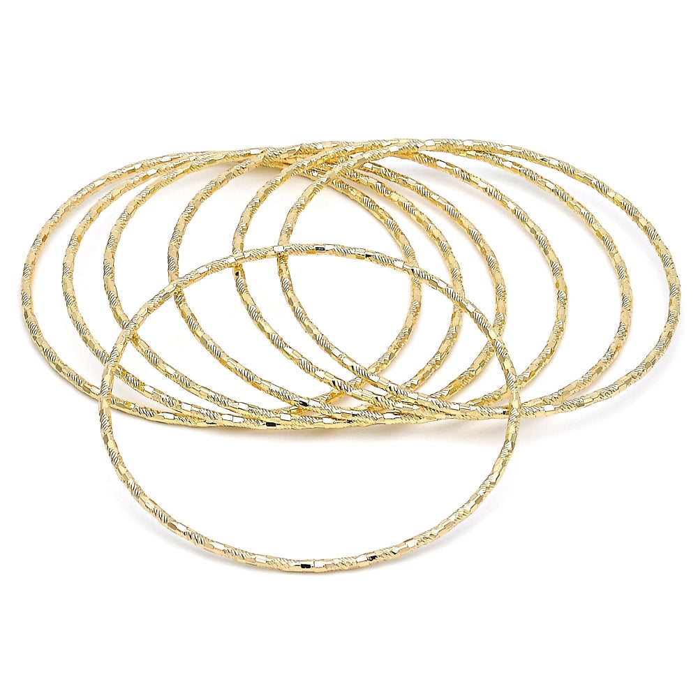 Oro Laminado Semanario Bangle, Gold Filled Style Diamond Cutting Finish, Golden Finish