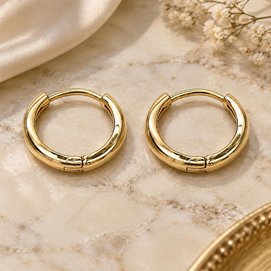 Oro Laminado Huggie Hoop, Gold Filled Style Polished, Golden Finish