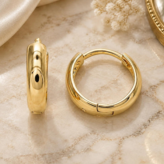 Oro Laminado Huggie Hoop, Gold Filled Style Polished, Golden Finish