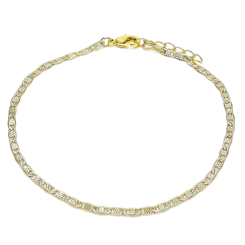 Oro Laminado Basic Anklet, Gold Filled Style Mariner Design, Polished, Golden Finish
