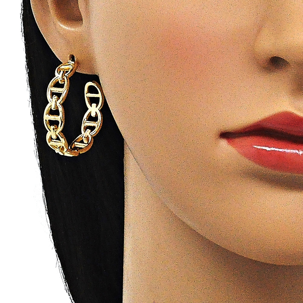 Oro Laminado Stud Earring, Gold Filled Style Puff Mariner Design, Polished, Golden Finish