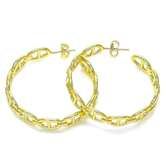 Oro Laminado Stud Earring, Gold Filled Style Puff Mariner Design, Polished, Golden Finish