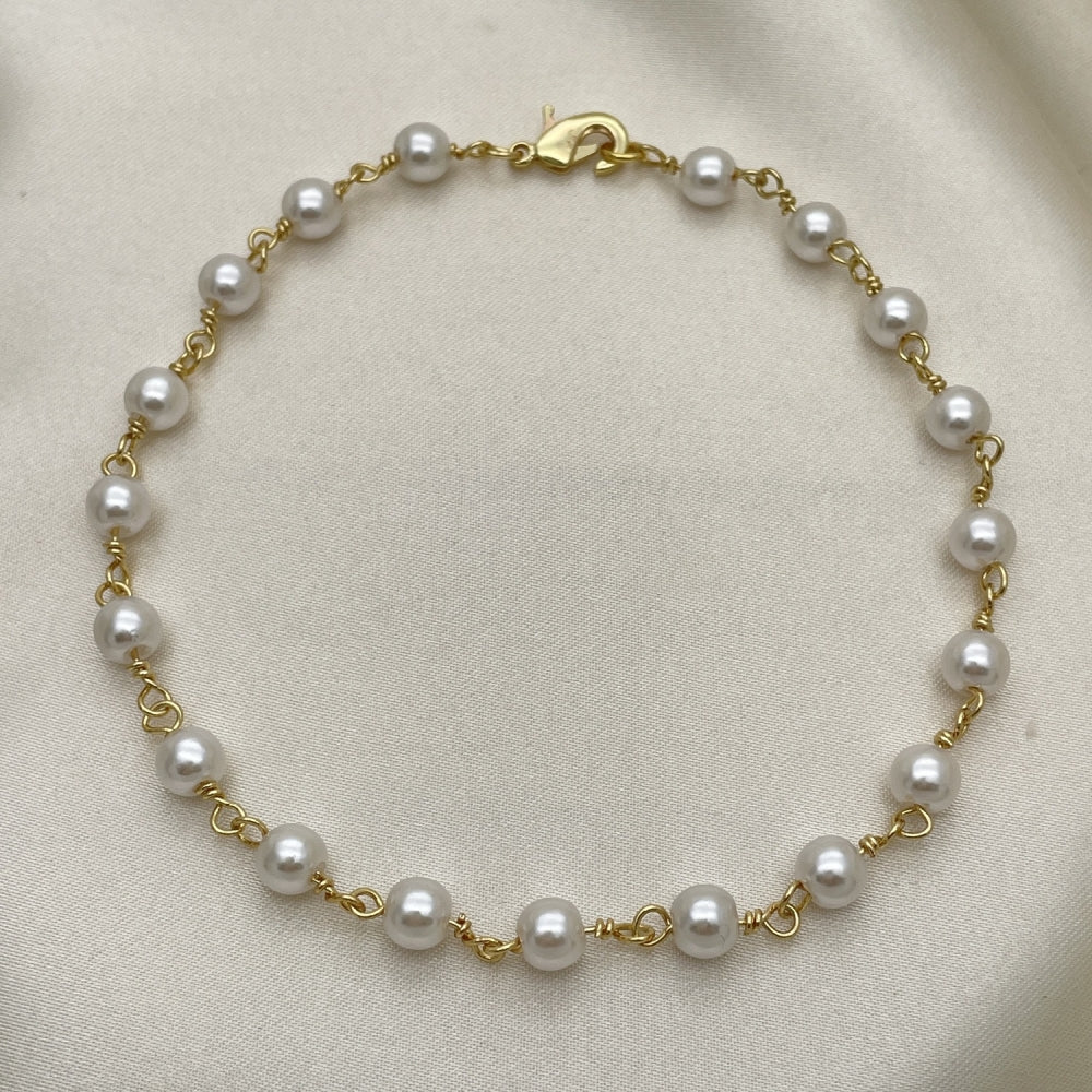 Gold Anklet - Minimalist Pearl Style Handmade with the Highest Gold Filled Style Craftsmanship - Gold Filled Anklets 03.386.0025.10