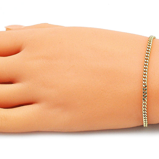 Oro Laminado Basic Bracelet, Gold Filled Style Miami Cuban Design, Polished, Golden Finish