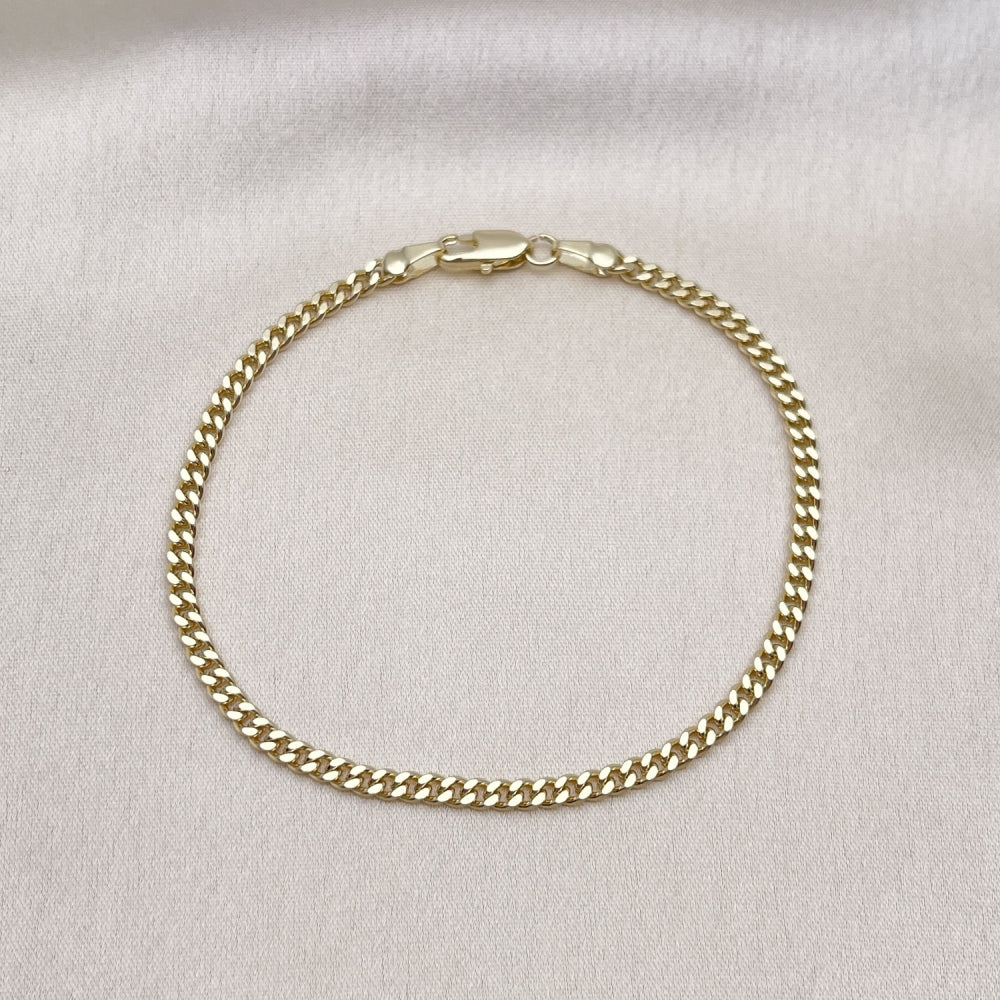 Oro Laminado Basic Bracelet, Gold Filled Style Miami Cuban Design, Polished, Golden Finish