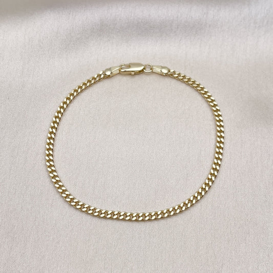 Oro Laminado Basic Bracelet, Gold Filled Style Miami Cuban Design, Polished, Golden Finish