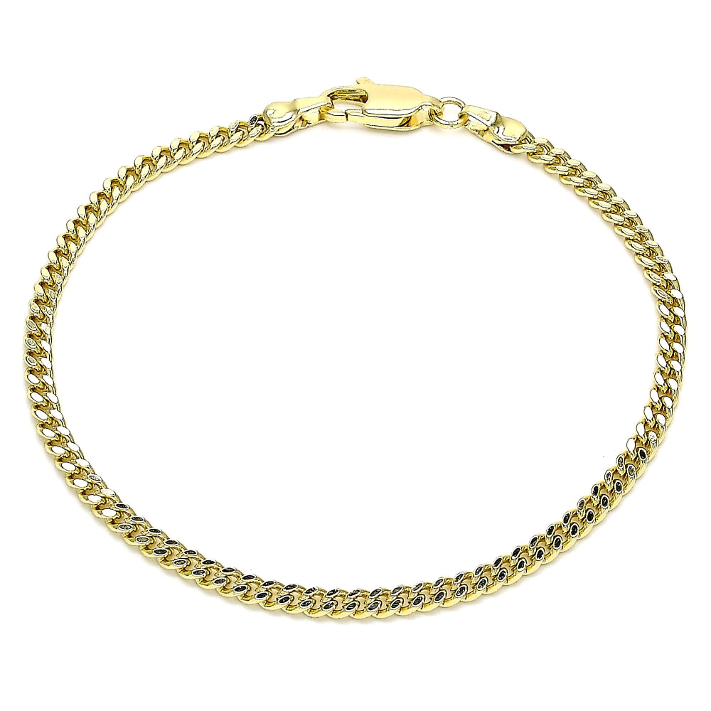 Oro Laminado Basic Bracelet, Gold Filled Style Miami Cuban Design, Polished, Golden Finish