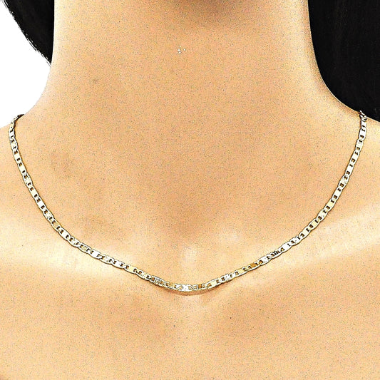 Oro Laminado Basic Necklace, Gold Filled Style Mariner Design, Diamond Cutting Finish, Golden Finish