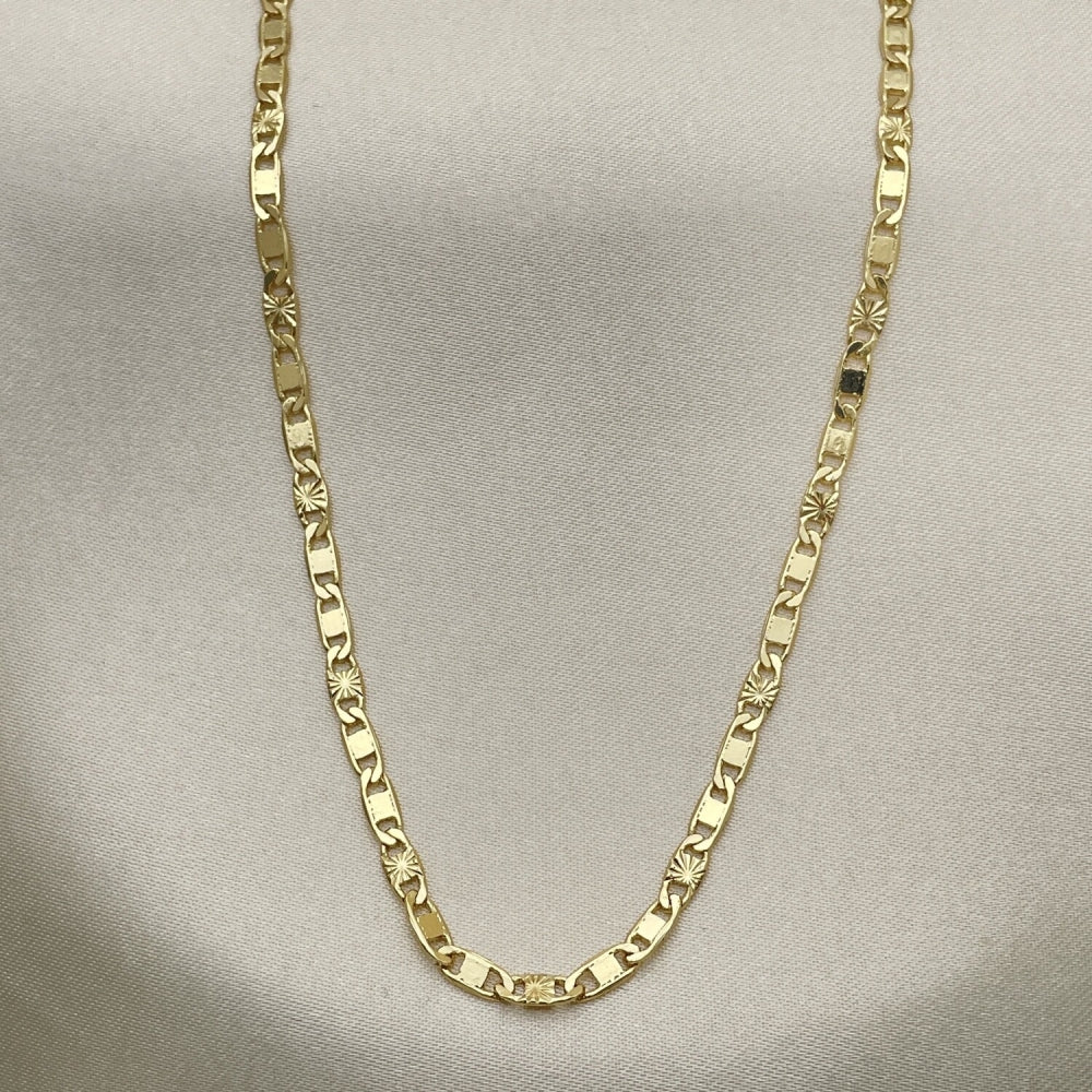 Oro Laminado Basic Necklace, Gold Filled Style Mariner Design, Diamond Cutting Finish, Golden Finish