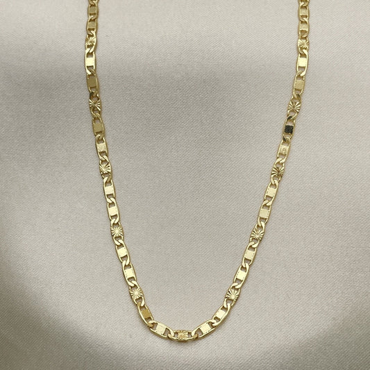 Oro Laminado Basic Necklace, Gold Filled Style Mariner Design, Diamond Cutting Finish, Golden Finish