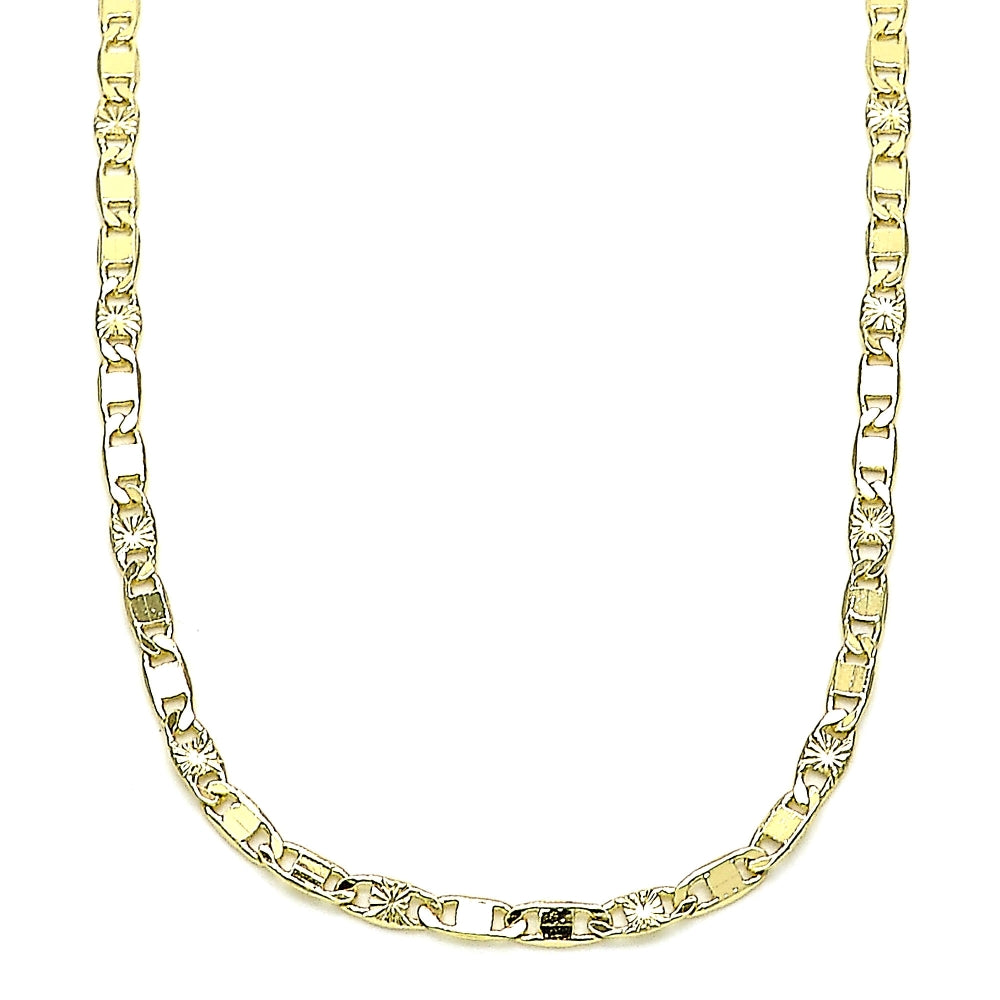Oro Laminado Basic Necklace, Gold Filled Style Mariner Design, Diamond Cutting Finish, Golden Finish