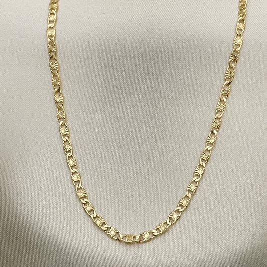 Oro Laminado Basic Necklace, Gold Filled Style Mariner Design, Diamond Cutting Finish, Golden Finish
