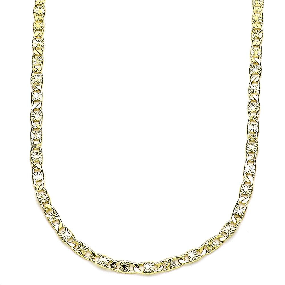 Oro Laminado Basic Necklace, Gold Filled Style Mariner Design, Diamond Cutting Finish, Golden Finish
