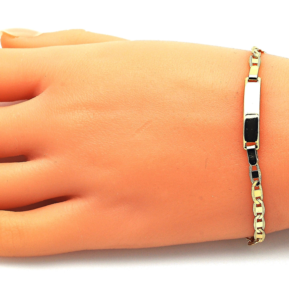 Oro Laminado ID Bracelet, Gold Filled Style Polished, Golden Finish