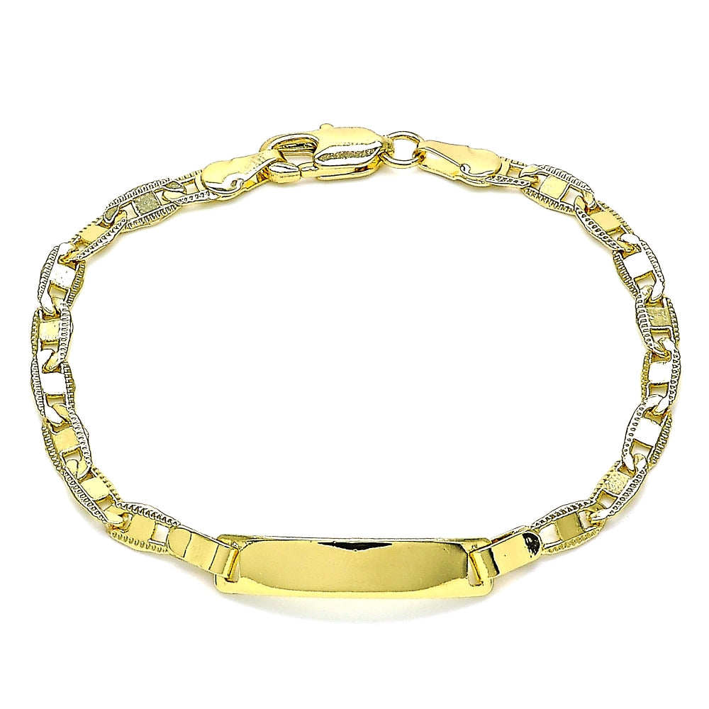 Oro Laminado ID Bracelet, Gold Filled Style Polished, Golden Finish