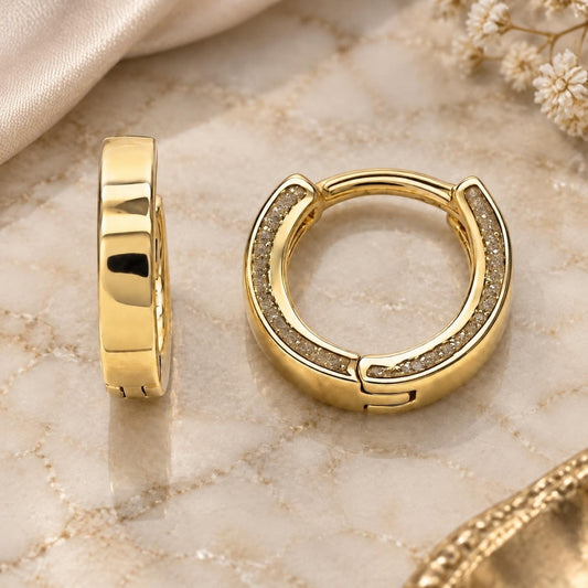 Oro Laminado Huggie Hoop, Gold Filled Style Polished, Golden Finish
