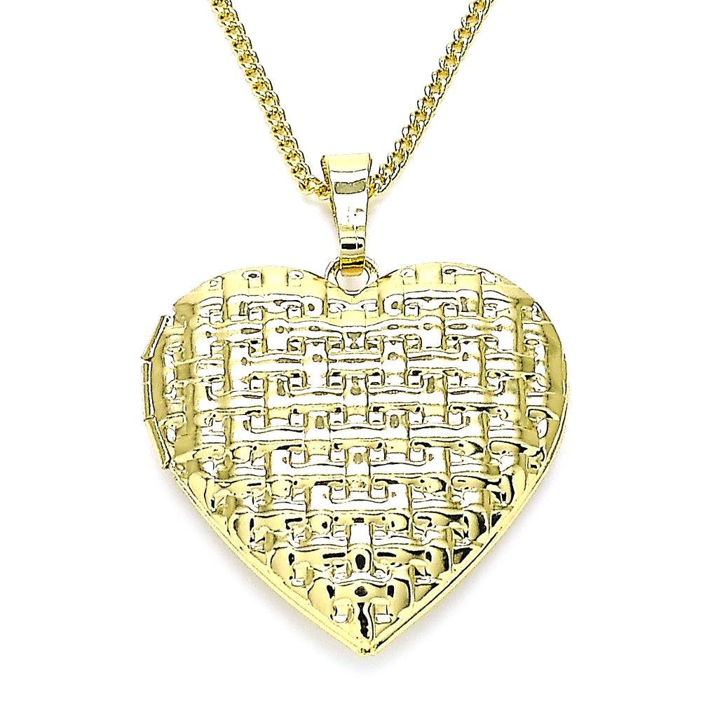 Oro Laminado Pendant Necklace, Gold Filled Style Heart Design, Polished, Golden Finish