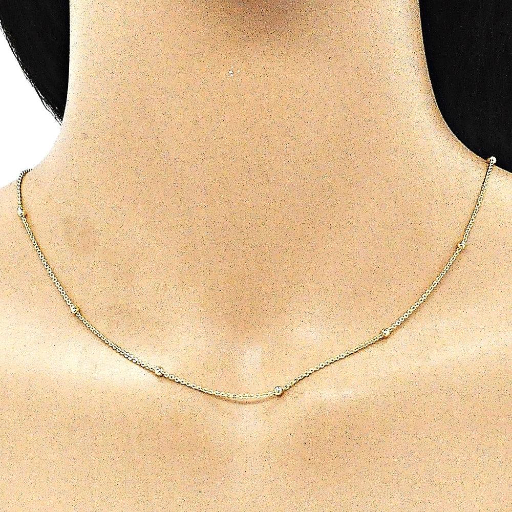 Oro Laminado Basic Necklace, Gold Filled Style Rolo Design, Polished, Golden Finish