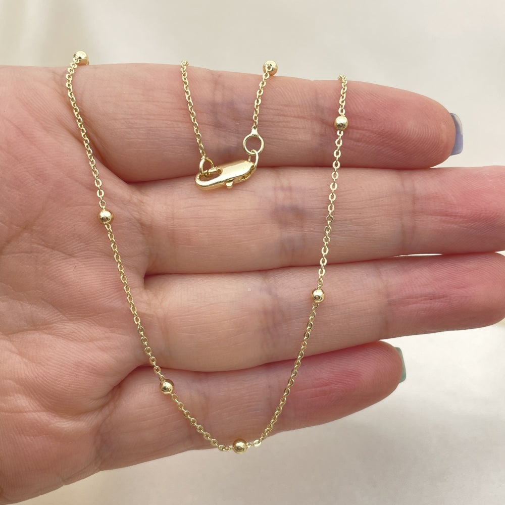 Oro Laminado Basic Necklace, Gold Filled Style Rolo Design, Polished, Golden Finish