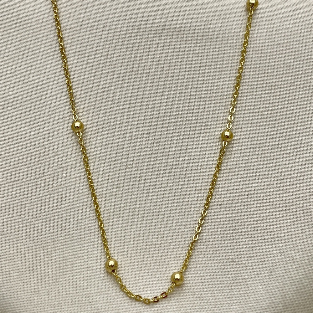 Oro Laminado Basic Necklace, Gold Filled Style Rolo Design, Polished, Golden Finish