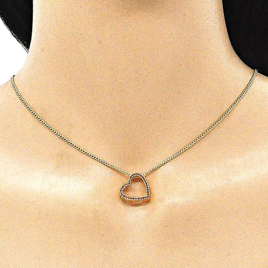 Oro Laminado Pendant Necklace, Gold Filled Style Heart Design, with Garnet Micro Pave, Polished, Golden Finish