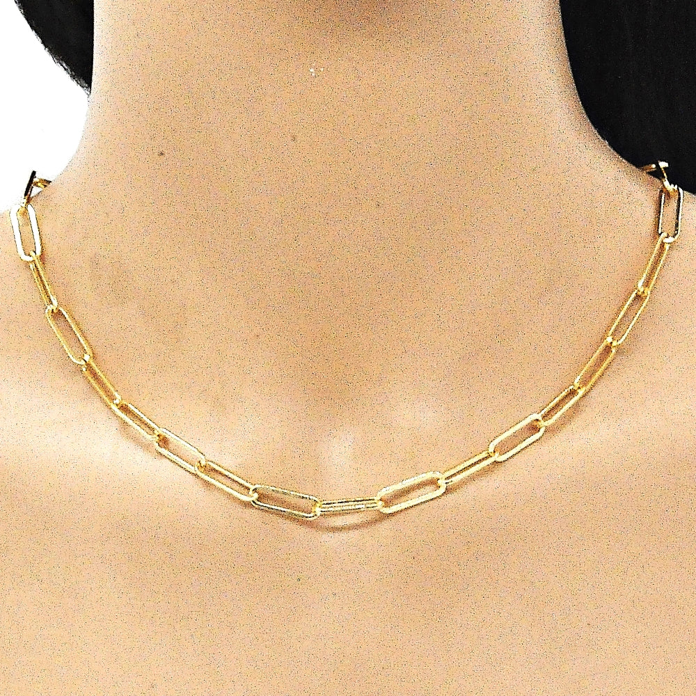 Oro Laminado Basic Necklace, Gold Filled Style Paperclip Design, Polished, Golden Finish