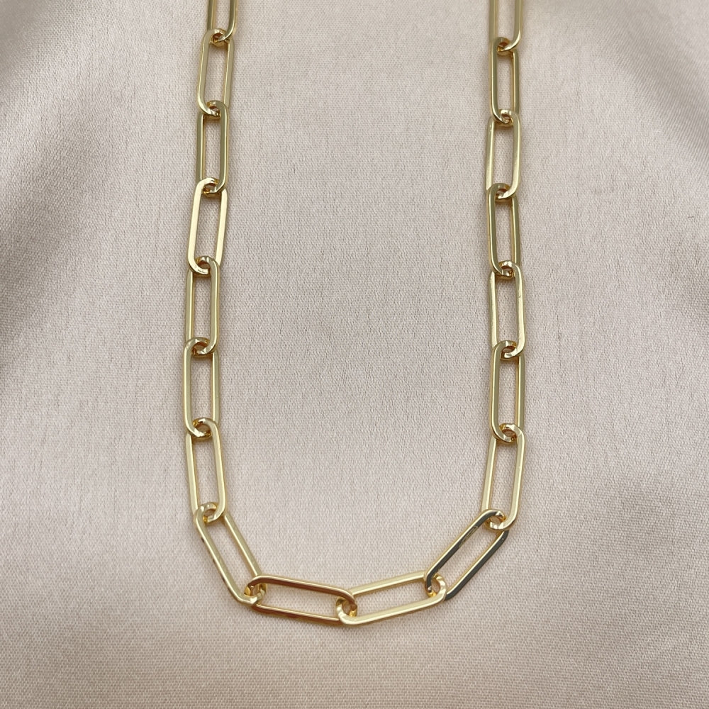 Oro Laminado Basic Necklace, Gold Filled Style Paperclip Design, Polished, Golden Finish