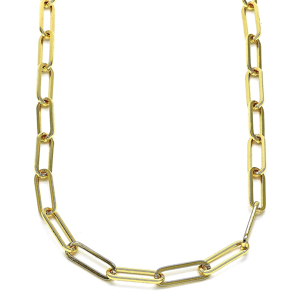 Oro Laminado Basic Necklace, Gold Filled Style Paperclip Design, Polished, Golden Finish
