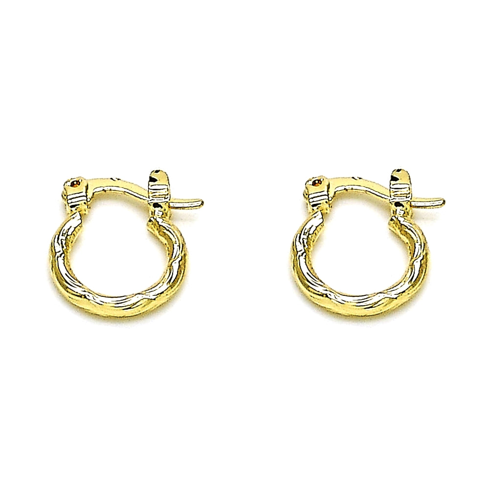 Oro Laminado Small Hoop, Gold Filled Style Diamond Cutting Finish, Golden Finish