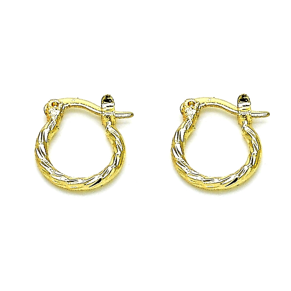 Oro Laminado Small Hoop, Gold Filled Style Diamond Cutting Finish, Golden Finish