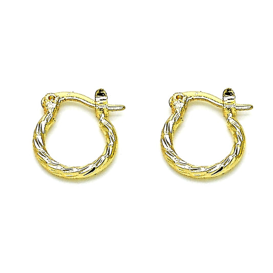 Oro Laminado Small Hoop, Gold Filled Style Diamond Cutting Finish, Golden Finish