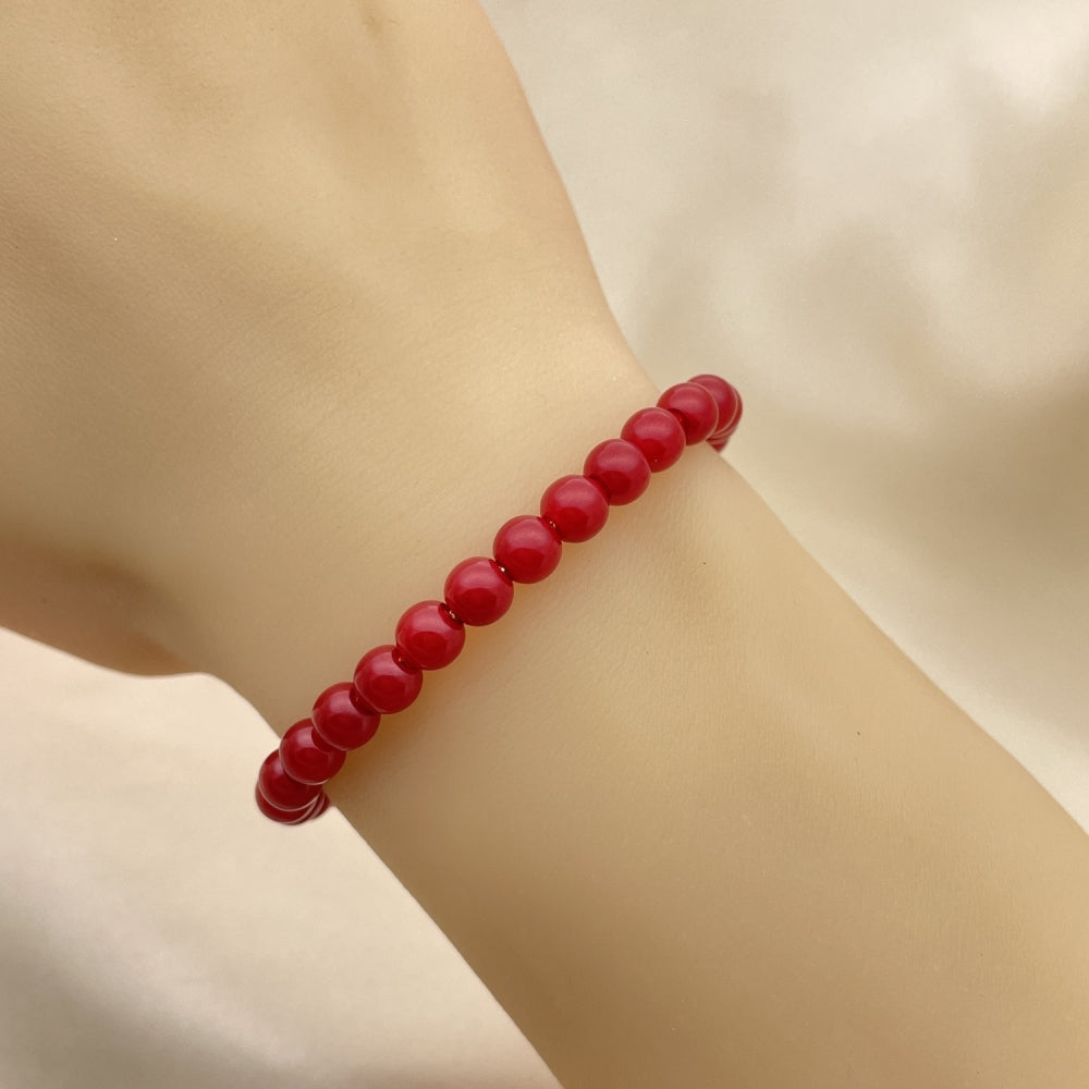 Oro Laminado Adjustable Bolo Bracelet, Gold Filled Style Ball Design, with Garnet Pearl, Polished, Golden Finish