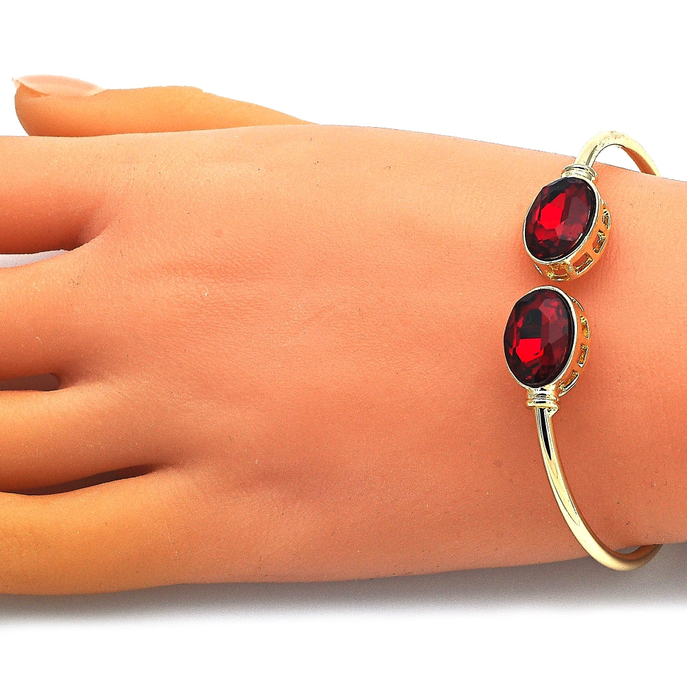 Oro Laminado Individual Bangle, Gold Filled Style with Siam Crystal, Polished, Golden Finish