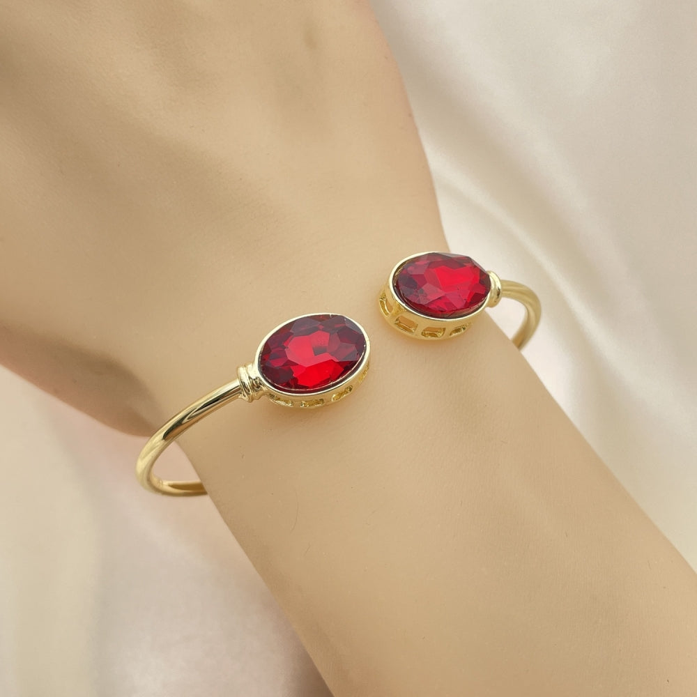 Oro Laminado Individual Bangle, Gold Filled Style with Siam Crystal, Polished, Golden Finish