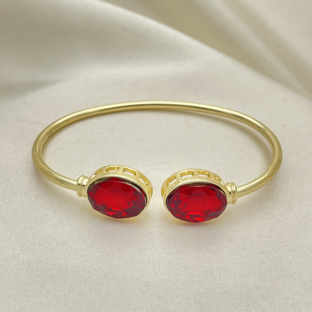 Oro Laminado Individual Bangle, Gold Filled Style with Siam Crystal, Polished, Golden Finish