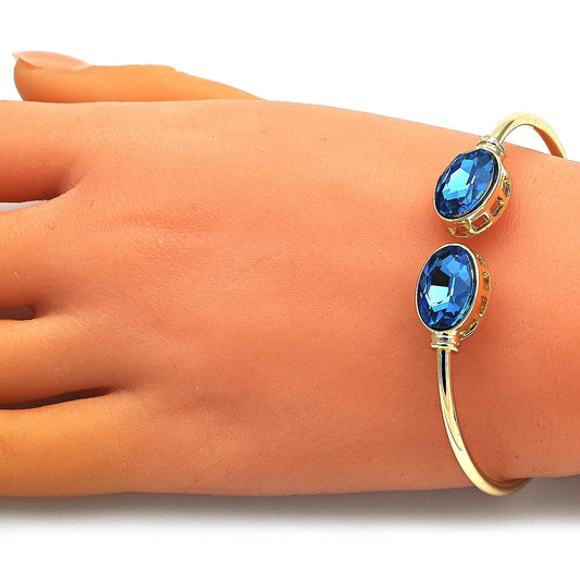 Oro Laminado Individual Bangle, Gold Filled Style with Indicolite Crystal, Polished, Golden Finish