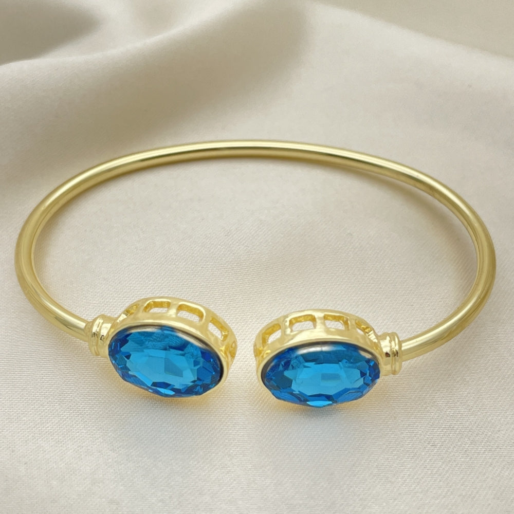 Oro Laminado Individual Bangle, Gold Filled Style with Indicolite Crystal, Polished, Golden Finish