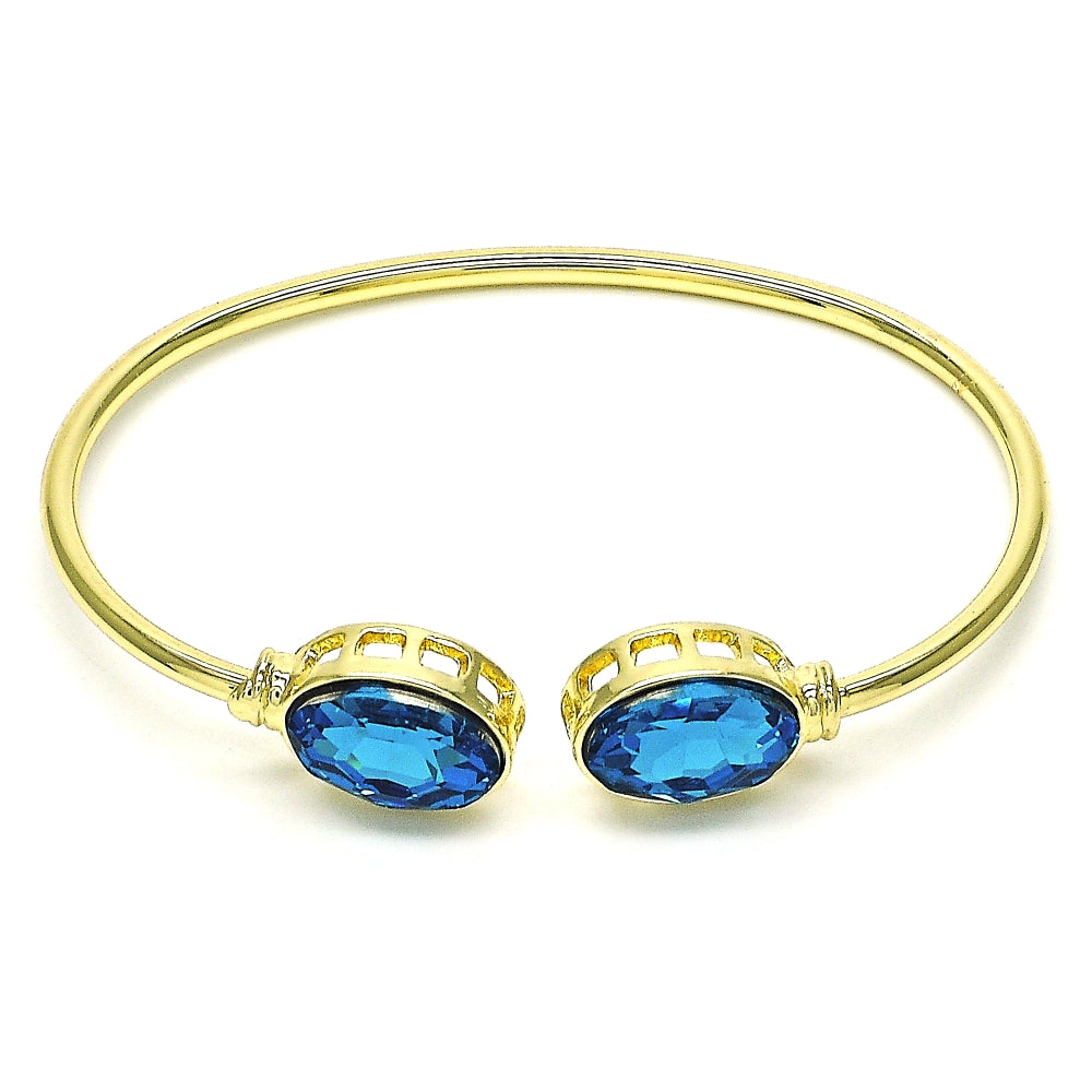 Oro Laminado Individual Bangle, Gold Filled Style with Indicolite Crystal, Polished, Golden Finish