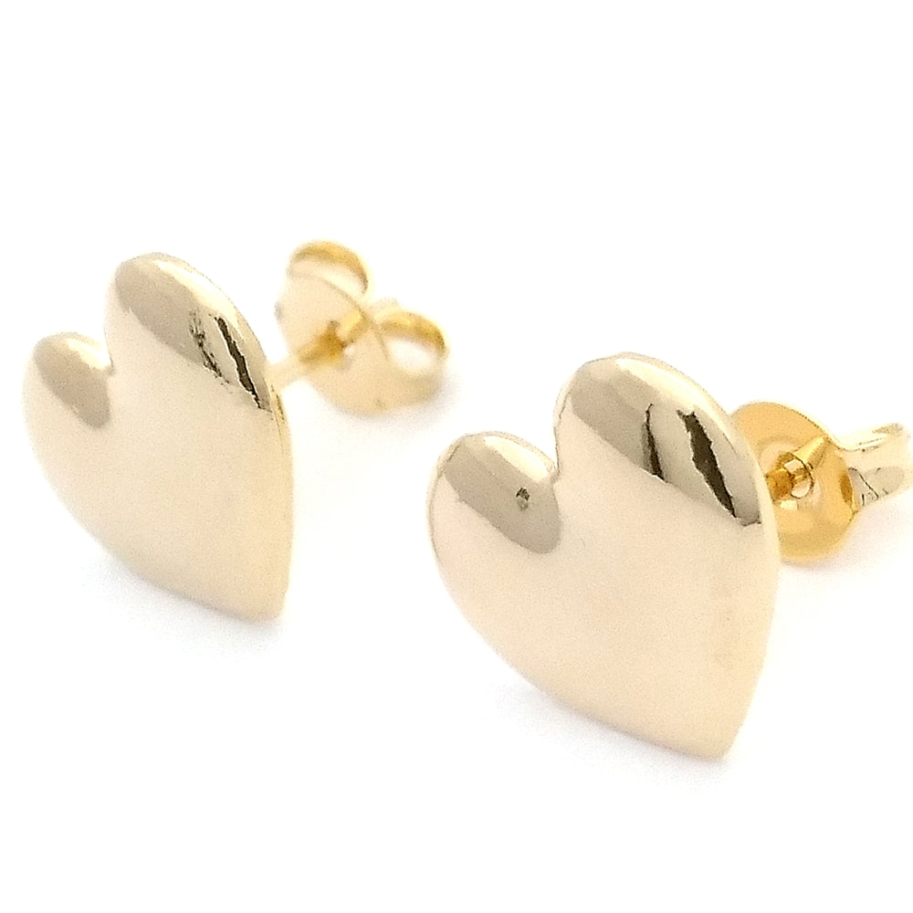 Oro Laminado Stud Earring, Gold Filled Style Heart Design, Polished, Golden Finish