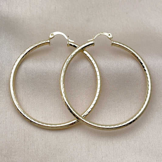 Oro Laminado Large Hoop, Gold Filled Style Polished, Golden Finish
