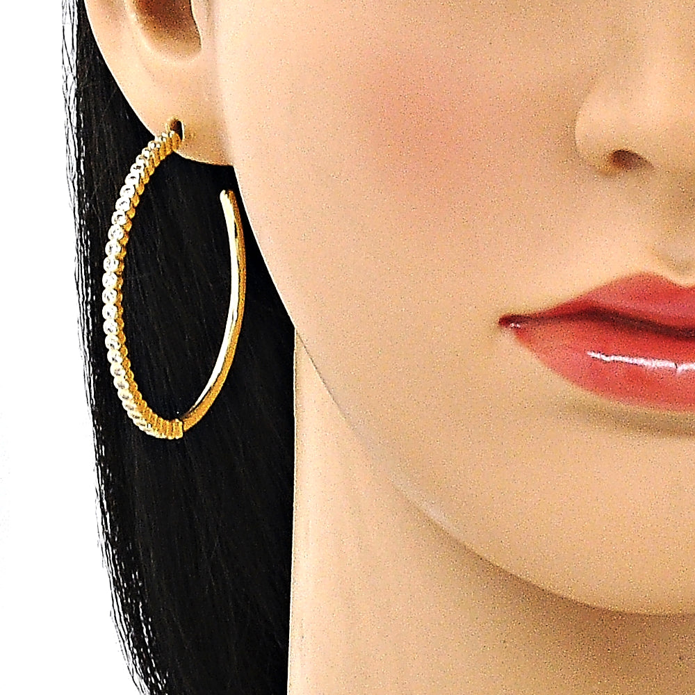 Oro Laminado Stud Earring, Gold Filled Style with White Cubic Zirconia, Polished, Golden Finish