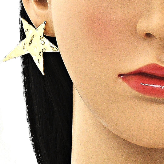 Oro Laminado Stud Earring, Gold Filled Style Star Design, Polished, Golden Finish