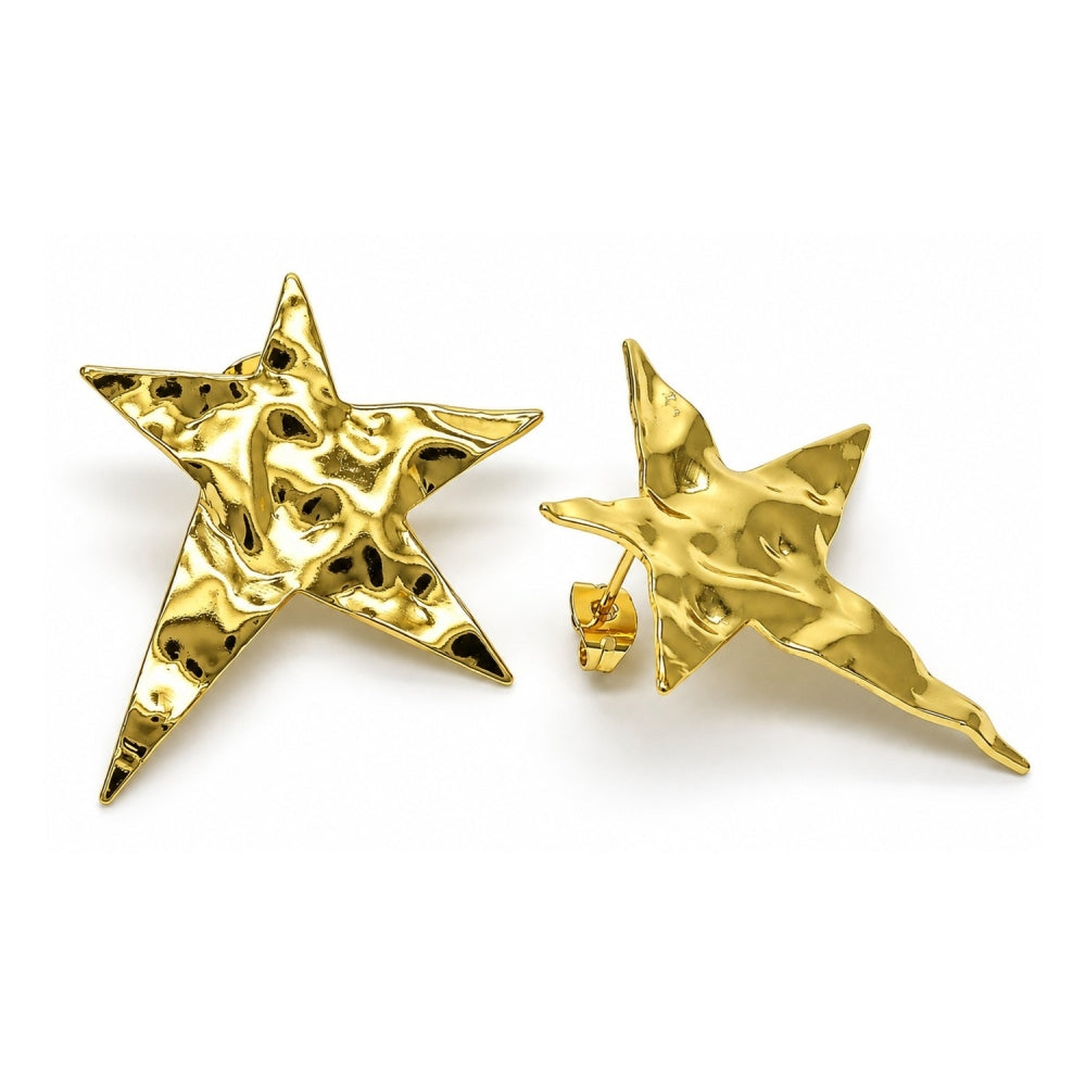 Oro Laminado Stud Earring, Gold Filled Style Star Design, Polished, Golden Finish