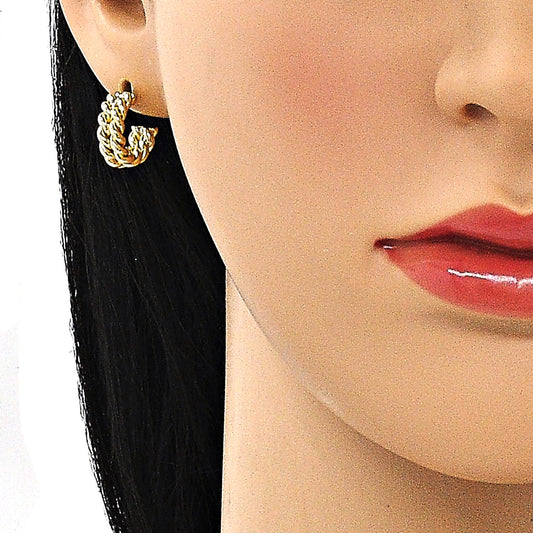 Oro Laminado Stud Earring, Gold Filled Style Twist Design, Polished, Golden Finish
