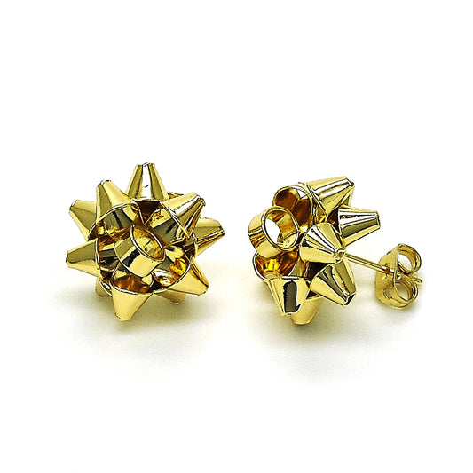 Oro Laminado Stud Earring, Gold Filled Style Polished, Golden Finish