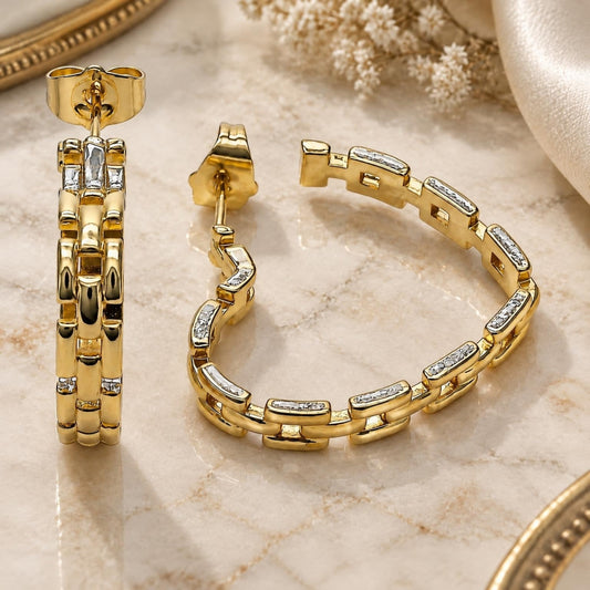 Oro Laminado Medium Hoop, Gold Filled Style Heart Design, Polished, Golden Finish